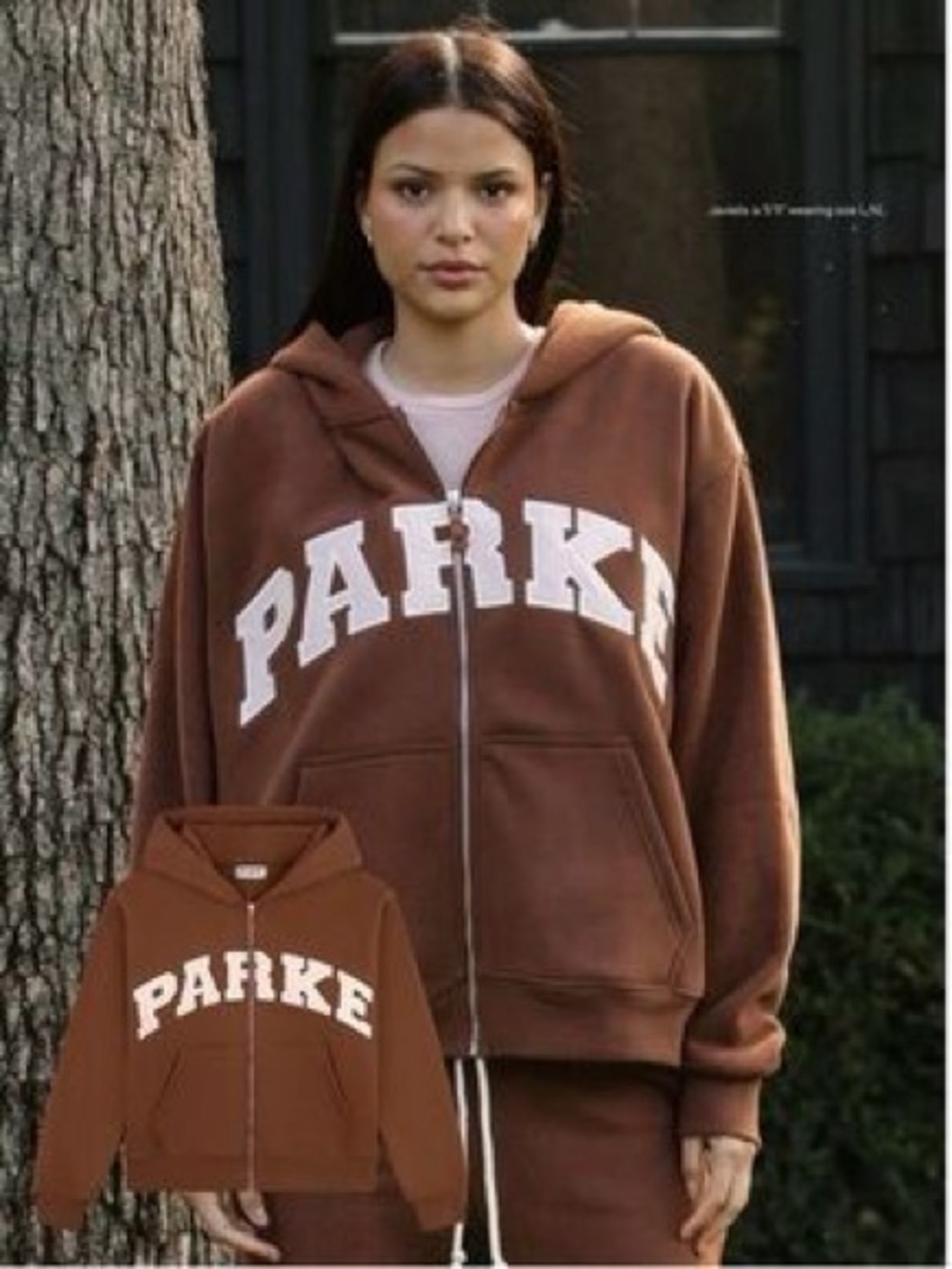 Parke Brown and Pink Full Zip Hoodie Sweatshirt, Size XXL Women’s